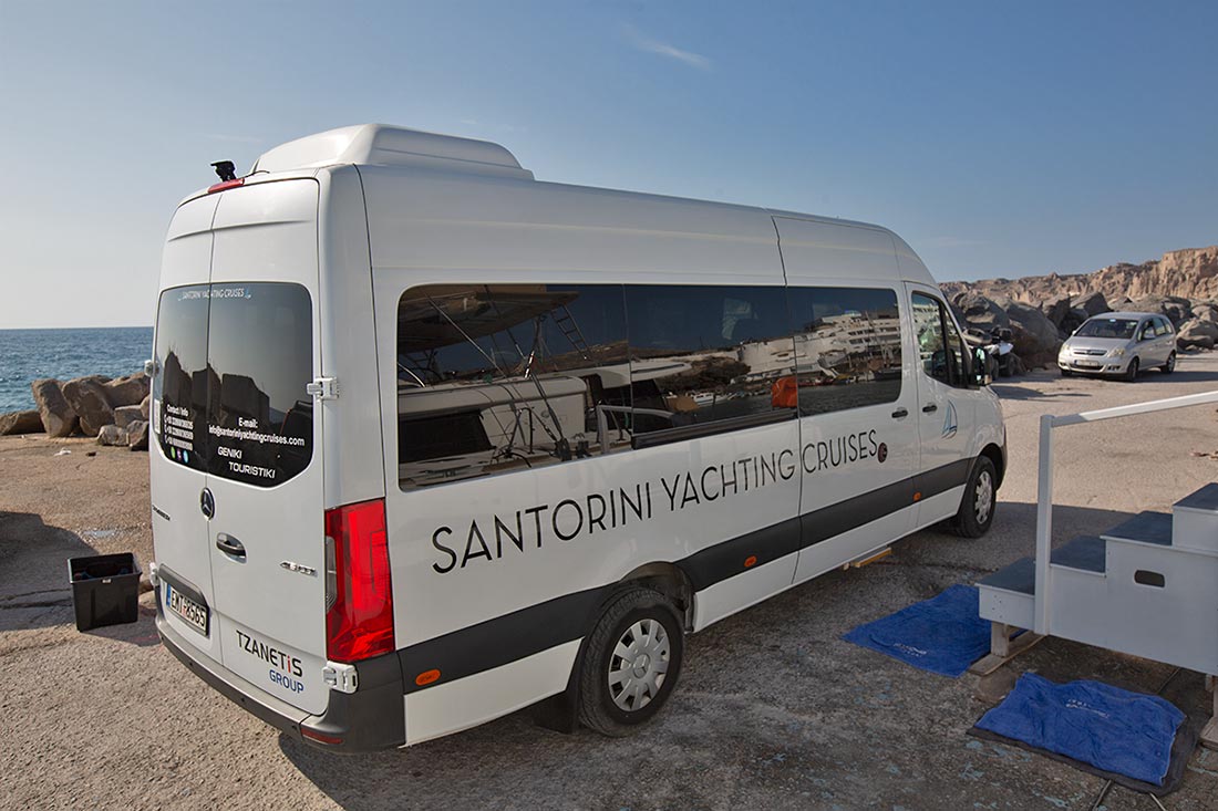 Mini Bus Van in Santorini Port