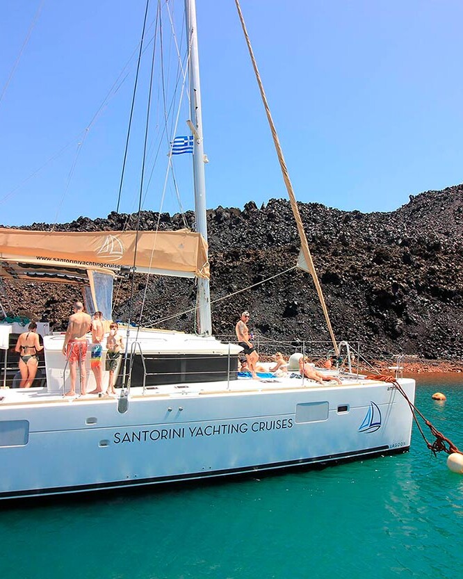 Santorini Catamaran at Caldera Volcano