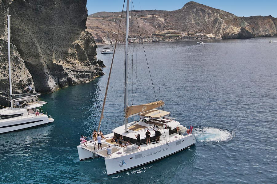 Santorini Catamaran Sailing in the Caldera - Yacht Cruise