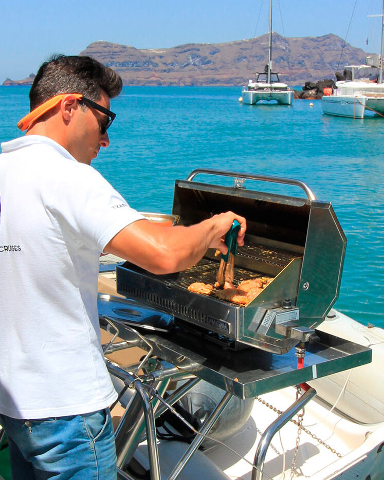 Barbeque on Santorini Catamaran